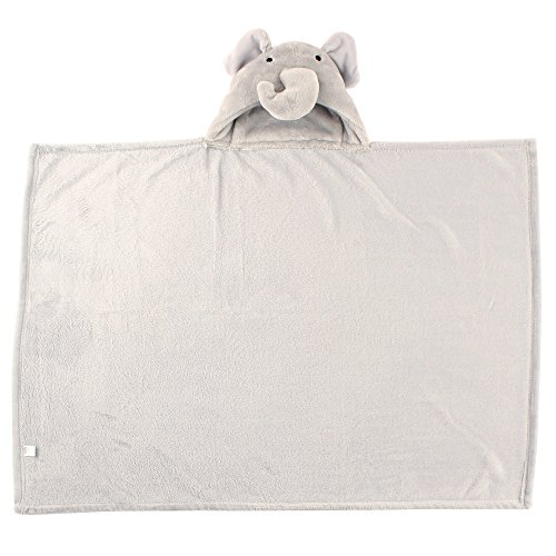 Image of Hudson Baby Unisex Baby and Toddler Hooded Animal Face Plush Blanket, Elephant, One Size