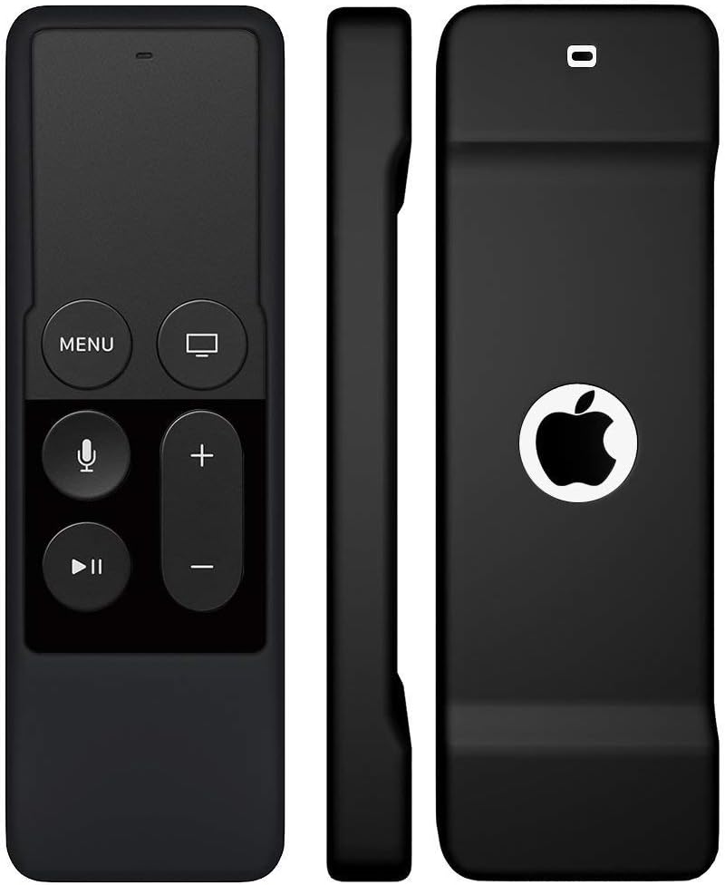 Remote Case Compatible with Apple TV 4K (5th) and 4th Generation, Auswaur Shock Proof Silicone Remote Cover Case Compatible with Apple TV 4th Gen 4K 5th Siri Remote Controller - Black