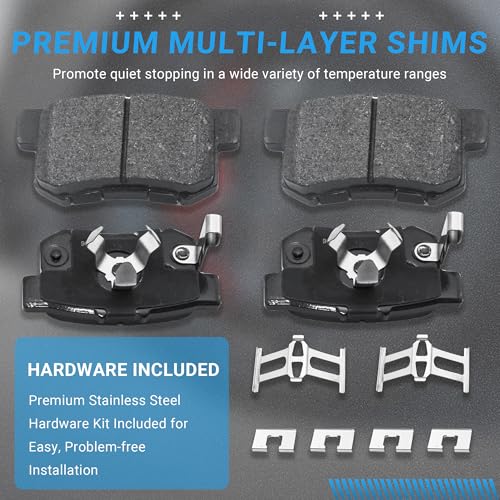 Image of Brake Pads Rear Set Compatible with Acura RD-X 2.3L 3.5L Accord Crosstour 2.4L CR-V Automotive Replacement Rear Brakes Semi-Metallic D1086