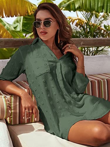 Image of Blooming Jelly Womens Swimsuit Coverups White Chiffon Bikini Swimwear Beach Cover Up Dress Shirt