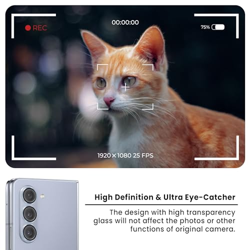 Image of FIRST MART Light Blue Camera Ring Guard Protector for Samsung Galaxy Z Fold 5 | Tempered Glass with Metal Alloy Rings, HD Clear, Scratch Resistant, Case-Friendly | Pack of 1