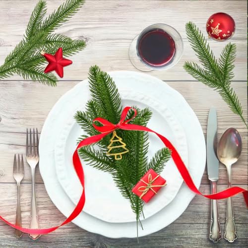 Künstliche Kiefernzweige, 30 Stück, grüne Blätter, künstliche Tannenzweige, Weihnachtsdekoration, DIY-Zubehör für Girlanden, Kränze, Weihnachten und Haus- und Gartendekoration (30) – Bild 5