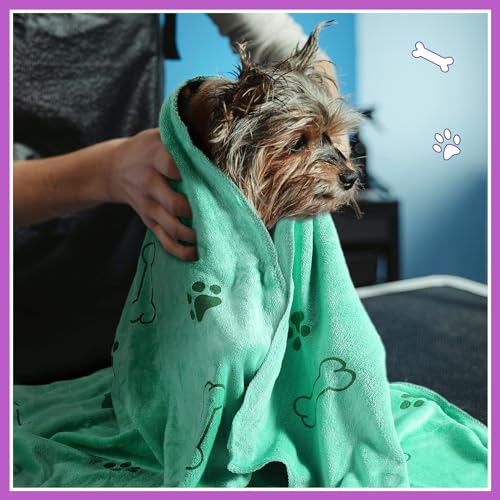Image of 8 Pcs Dog Towel for Drying, 55 x 28 Inch, Dog Paw and Bone, Classic Color