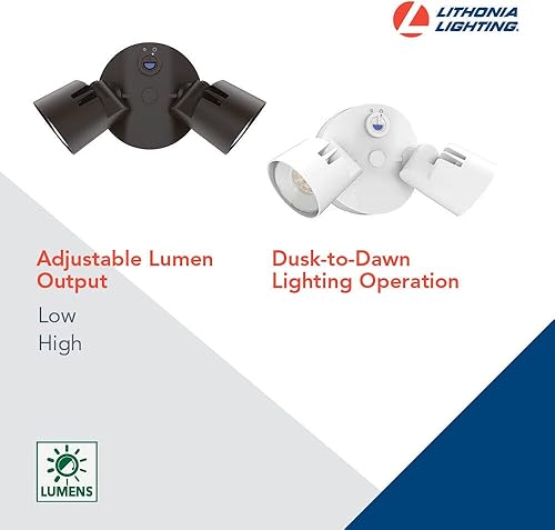 Miniatura 8 de Lithonia Lighting HGX LED 2RH 40K 120 MO WH M2 HomeGuard - Luces de inundación de seguridad, 4000 lúmenes, 2 luces, sensor de fotocélula y detección
