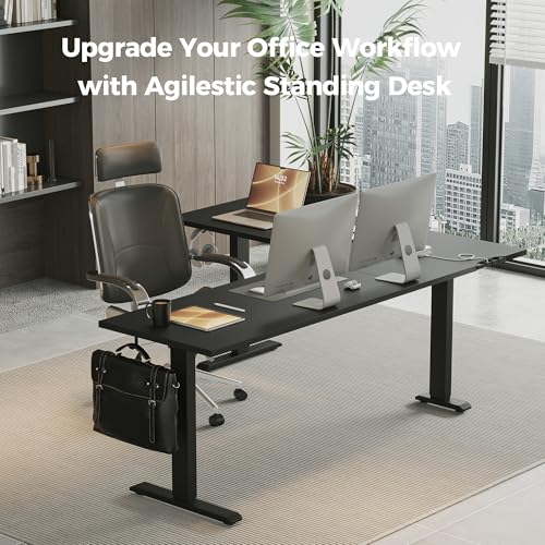 Image of Agilestic 75 Inch L Shaped Standing Desk Adjustable Height, Corner Standing Desk, Sit Stand Up Computer Table, Splice Board, Black