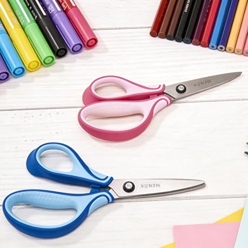 SLEMOON 7" Real Left Handed Student Scissors for Age 8~12, Blue by SLEMOON - Used condition - Image 4