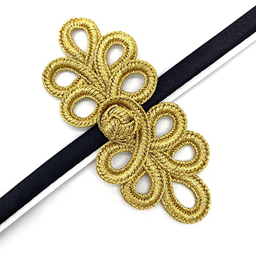 Luorng 12Pairs Chinese Knots Frog Buttons Closure Sewing Fasteners For Costumes Outfit Sewing Sweater Cloak Coats Scarf Cardigan, Gold #TOP3