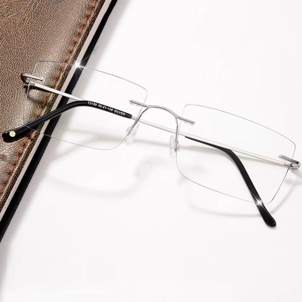 Gafas de Lectura Sin Montura Corte de diamante Gafas Rectángulo Multifocales Gafas de lectura Hombre Gafas de computadora HD Lentes