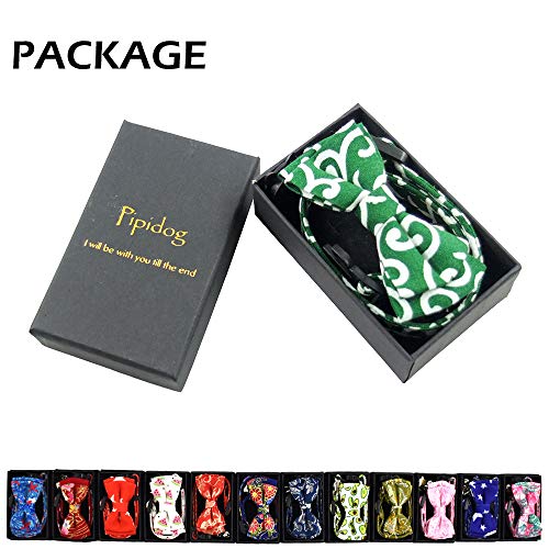 Image of Cat Collar Breakaway with Bell and Accessories, Printing Kitten Collar Bowtie for Kitty 10 Colors Adjustable 7.5-11in (Green Flower)
