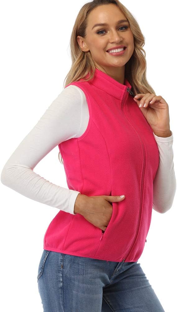 Fuinloth Women's Fleece Vest, Polar Soft Sleeveless Classic Fit with Zip up Pockets - Image 2