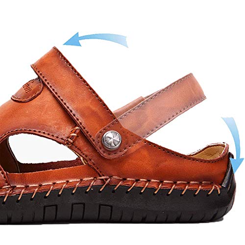 JEBU Men's Leather Casual Closed Toe Outdoor Fisherman Lightweight Summer Sandals4