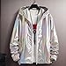 Generisch Acke Silber Metallic Damen, Disco Karneval Kostüm, Bomberjacke Herren Pailletten Sakko Metallic Nightclub Jacke Slim Fit Jacken Lässig Reißverschluss Übergangsjacke Sweatjacke Windjacke
