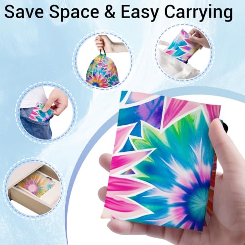 Image of Flower Rainbow Drawstring Bag Tie Dye Storage Pouch for Toiletries Wet Cloth Shoes
