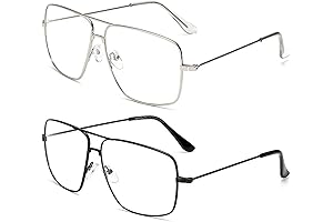 Classic Glasses Blue Contact Lens Non Prescription Metal Frame Eyewear Men Women