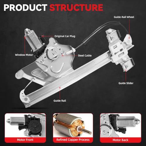 Image of Front Left Power Window Regulator with Motor for 2000-2005 LeSabre