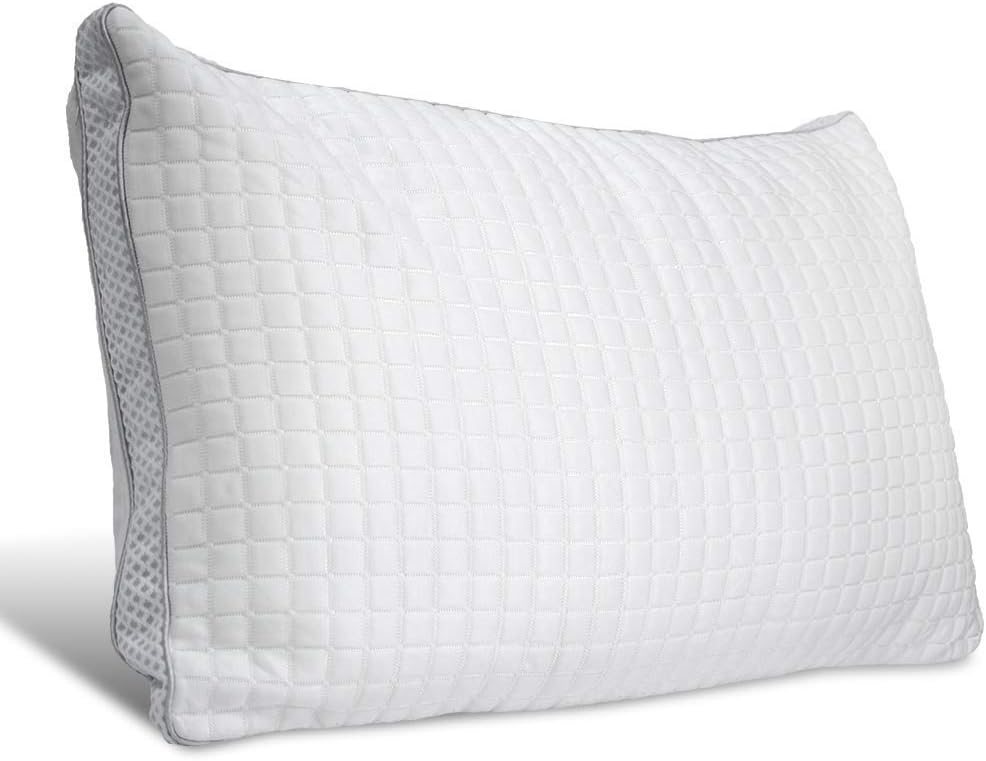 Pillow for sleeping, Soft Bed Pillow with Ice Silk&Plush Pillow Cover for Summer&Winter, 50 Individually Pocket Spring，Washable&Removable Pillows by Amada(Queen)