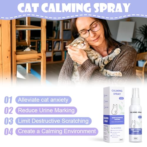 Aomig Cat Calming Spray, Cat Comfort Calming Spray Anxiety Relief Pheromone Spray for Cats, Spray for Cats Cat Calming Collar, Pets Calm Emotions Prevent Stress Reduce Pet Noise Spray(60ml) - Image 5