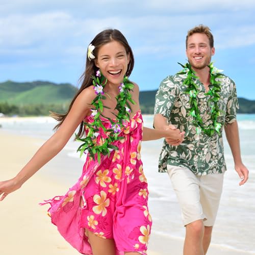 Collares hawaianos leis de flores artificiales tropicales guirnaldas luau para fiesta playa 6