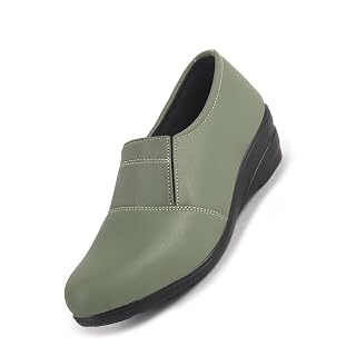 FAUSTO FST FJDWC-7049 GREEN-40 Women Greeen Classic Formal Slip On Shoes | Platform Heel Shoe for Office Meeting Events | Easy Pull On Shoes with All Day Comfort (7 UK)