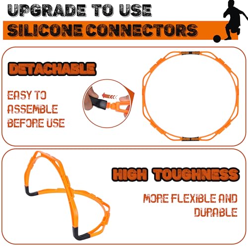 Hikeen Octagonal Agility Rings, Speed Rings, Youth Agility Footwork Training and Speed Hurdles Ladder, Fitness Equipment Sport Workout for Soccer, Home Gym, 6 Firm Rings Set