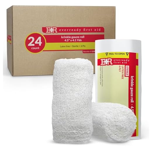 Ever Ready First Aid Sterile Krinkle Kerlix Type 4 1/2" x 4.1 Yds, Latex Free, 6 PLY, Gauze Bandage Roll - 24 Count