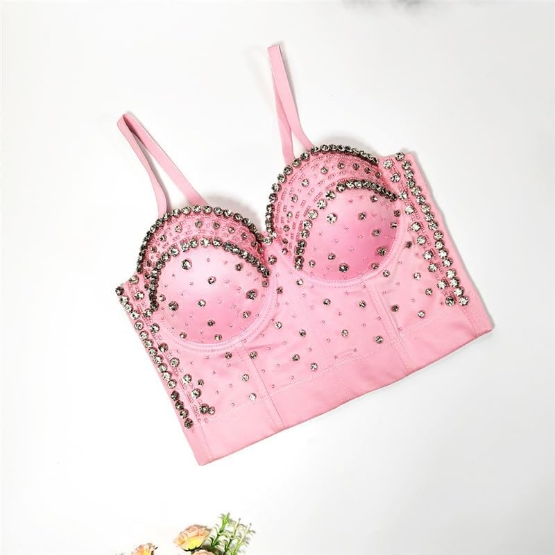 VIDI Shapewear Tube Top Heavy Beaded Bra Inner Wear Outer Rhinestone Backless Camisole for Women