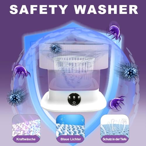 Camping Waschmaschine, 13L 2kg 2 in 1 Mini Waschmaschine mit Schleuder Tiefenreinigung von Babykleidung und Unterwäsche, Portable Wasch-maschine für Schlafsäle, Wohnmobil, Wohnungen, Reisewäsche, Lila – Bild 3