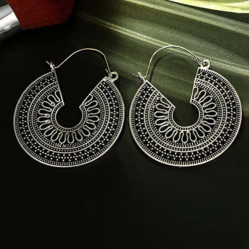 Sterling Hoop Ethnic Drop : boucles d'oreilles clips bohèmes en argent 925 - 5