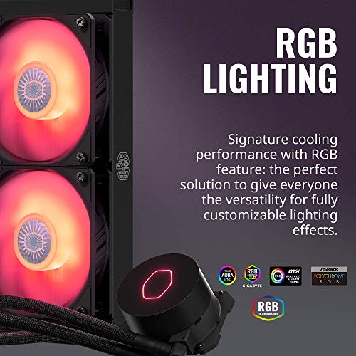 Cooler Master MasterLiquid ML240L RGB V2, Close-Loop AIO CPU Liquid Cooler, 240 Radiator, Dual SickleFlow 120mm, RGB Lighting, 3rd Gen Dual Chamber Pump for AMD Ryzen/Intel LGA1151