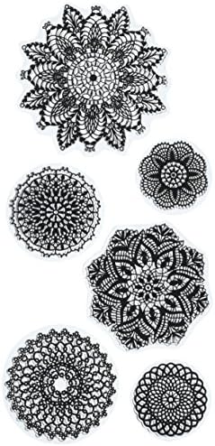 Inkadinkado Decorative Geometric Unmounted Clear Rubber Stamp Set for Cards and Scrapbooking, 4'' L x 8'' H, 6 pc.