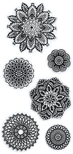 Inkadinkado Decorative Geometric Unmounted Clear Rubber Stamp Set for Cards and Scrapbooking, 4'' L x 8'' H, 6 pc.