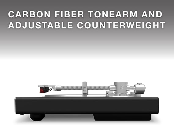 Victrola Hi-Res Carbon - 2-Speed Turntable with Ortofon 2M Red Cartridge & Carbon Fiber Tonearm (White/Silver)