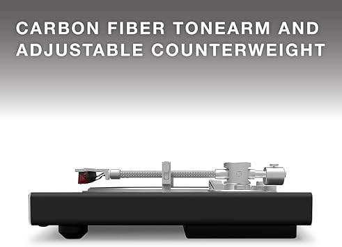Victrola Hi-Res Carbon - 2-Speed Turntable with Ortofon 2M Red Cartridge & Carbon Fiber Tonearm (White/Silver)