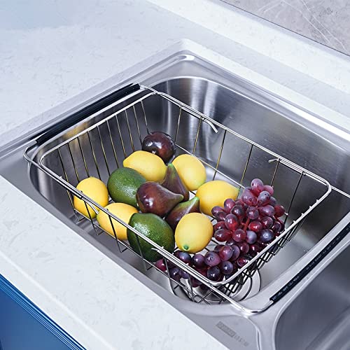 Küchen-Geschirrtrockner Edelstahl Einstellbare Waschbeckenablauf Rack Single Layer Erweiterbarer Trocknungskorb Obstschale Abtropfhalter Küchenutensilien Multifunktionaler Abtropfständer