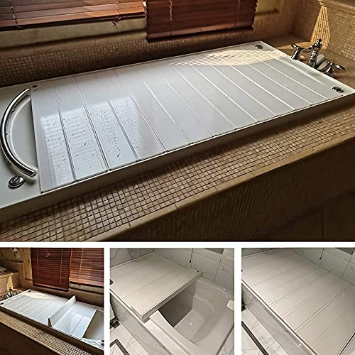 Faltbare Badewannenabdeckung 170x75cm - Wasserdicht Mit Holzoptik