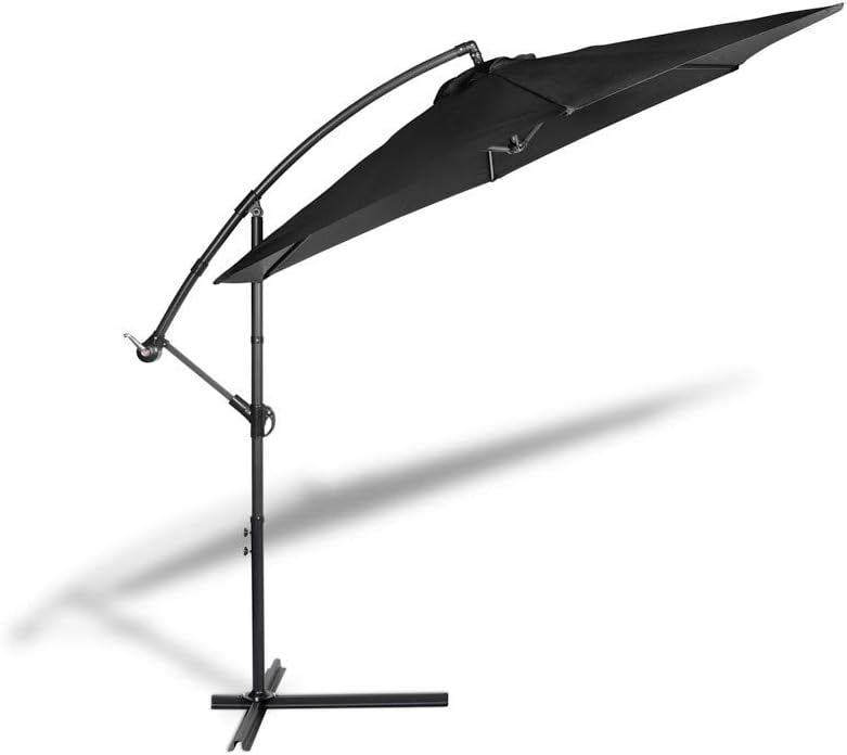 909 OUTDOOR Sombrilla Playa Grande, Sombrilla protección UV, Sombrilla de jardín para Exterior Ø 3x2,5m, Sombrilla Plegable antiviento de Color Negro
