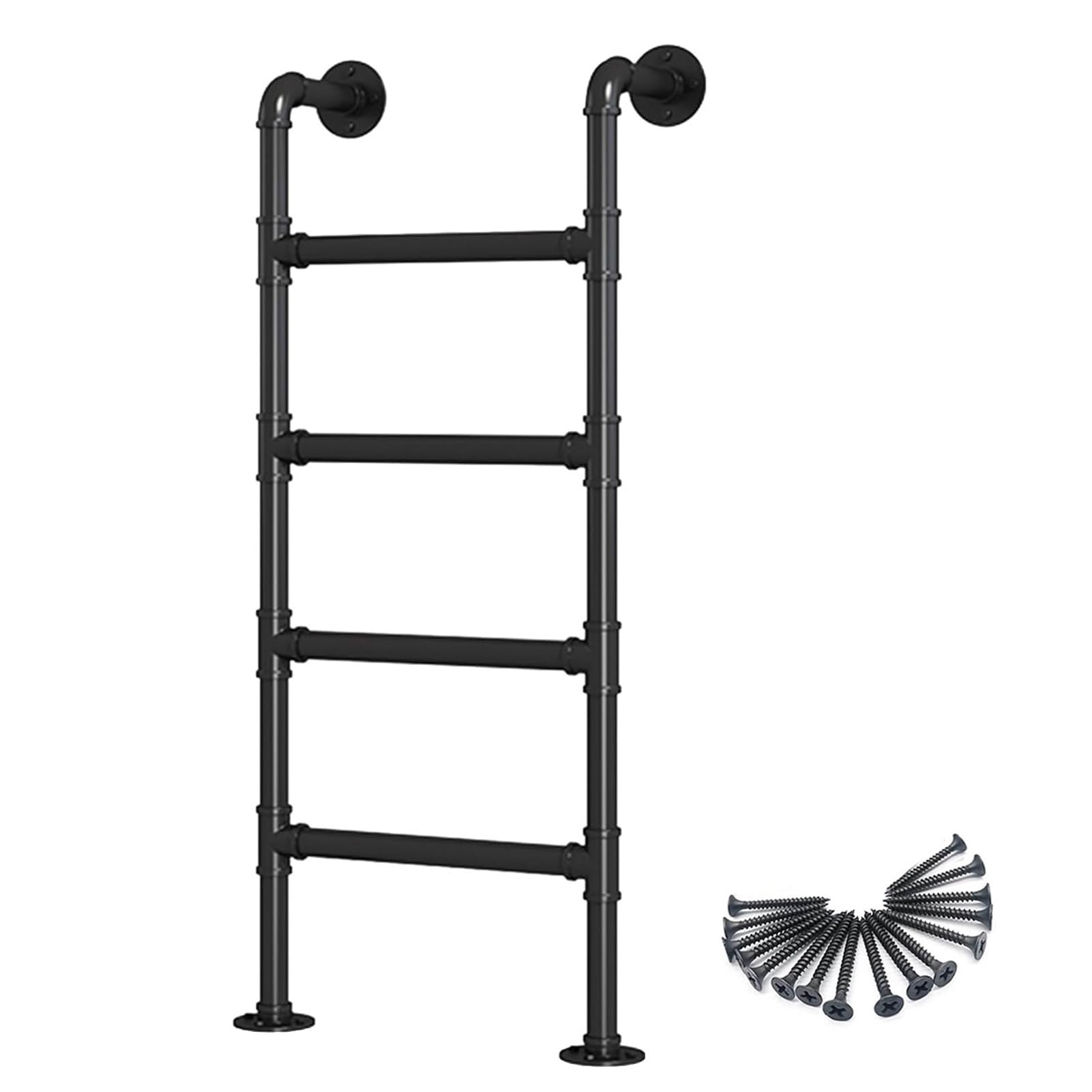 Heavy Duty Window Well Emergency Egress Ladder Black Wrought Iron Attic Bunk Bed & Metal Steps Ladder for Dorms Libraries Bunk Beds Decks RVs (8.5ft/2.6m)