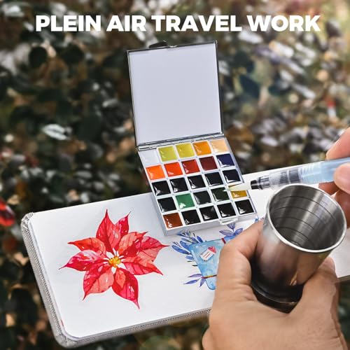 Image of Funto Watercolor Paint Set, 24-Color Mirrorlike Travel Kit for Artists