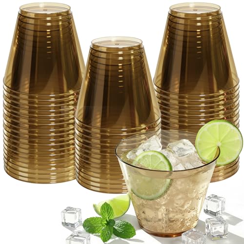 Glowserve 9 oz Clear Plastic Cups Green Plastic Disposable Cups