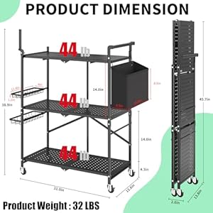 Foldable Outdoor Grill Cart with 3-Tier,Grill Cart,Grill Table for Outside with 2 Total Lock Casters,Pizza Oven Stand Table,Rolling BBQ Table and Folding Kitchen Island, Black Foldable Outdoor Grill Cart with 3 TierGrill CartGrill Table for Outside with 2 Total Lock CastersPizza Oven Stand TableRolling BBQ Table and Folding Kitchen Island Black