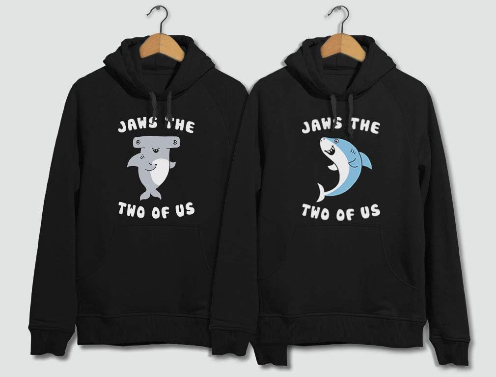 Tstars Jaws The Two Of Us Valentine's Day Set for Him & Her Matching Couples Hoodies