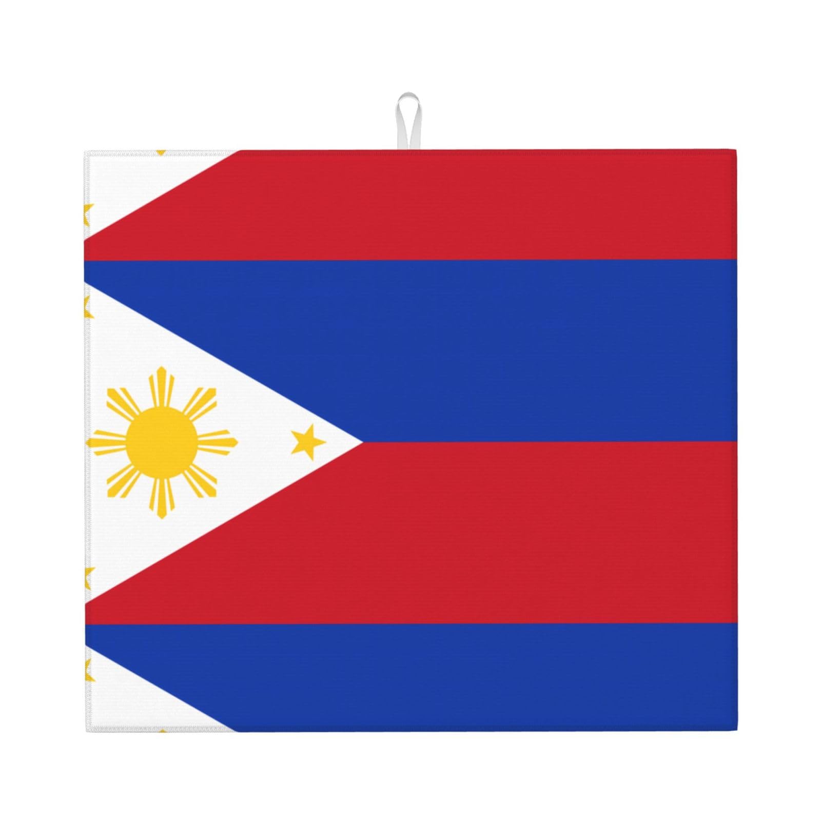 HJFCZH Philippine flag Prints Kitchen Drying Mat – Absorbent Microfiber Throw for Dishes, Non-Slip Counter Cover, Quick-Drying Layer with Fade-Resistant Print
