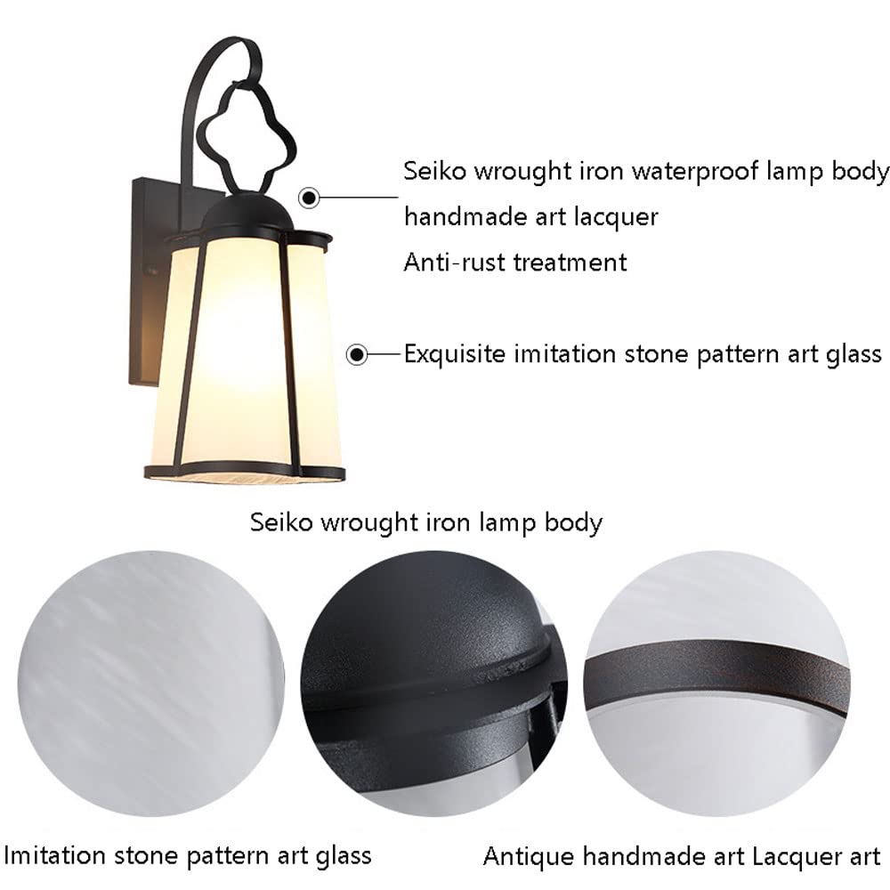 XANAYXWJ Lampada da Parete retrò Impermeabile Corpo Leggero in Ferro battuto per Esterni in Metallo E27 Magazzino Industriale Balcone Patio Porta Sconce Lanterna Apparecchio di Illuminazione per