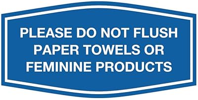 Signs ByLITA Fancy Please Do Not Flush Paper Towels Or Feminine Products Sign(Blue) - Medium