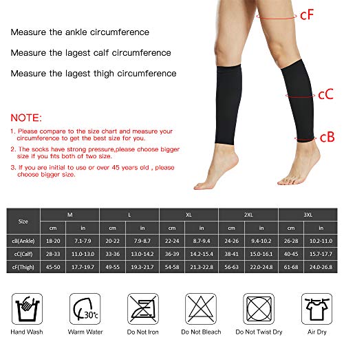 Andoer Meias de compressão de 1 par Homens Mulheres Meias de compressão 20-30mmHg Mangas de compress