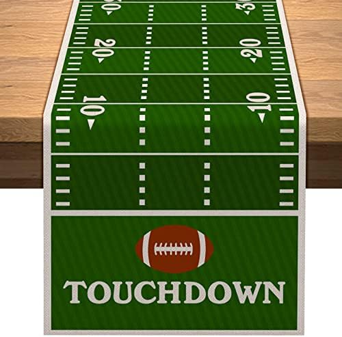 Vohado American Football Court Table Runner Touch Down Boy Sport Football Birthday Party Decorations Kitchen Dining Home Table Decor (13" x 72")