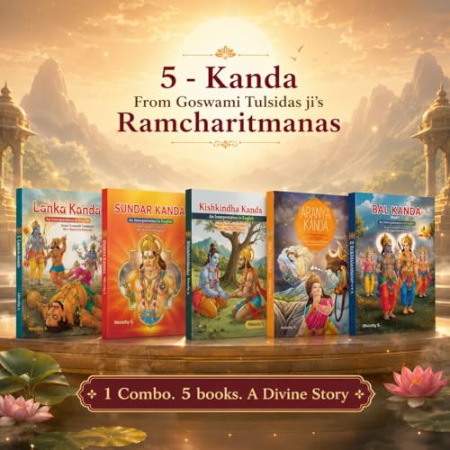 Image of The Valmiki's Ultimate Ramayan Kanda ( रामायण )5 Books Set | Goswami Tulsidas, Ramcharitmanas | Aranya | Kishkindha | Sunderkand | Lanka Kanda | Bal ... & Sanskrit Language | Exclusive Illustrations | Valmiki's Ramayan