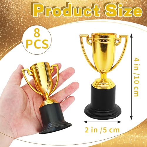 8 pack mini gold trophies award cupsgold participation trophy cupsplastic gold trophy for propsparty favorsrewardssportscompetitionswinning prizes 4 in