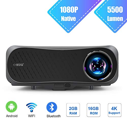 EUG Wireless 1080P Full HD Projector with Bluetooth 2020 New Support 4K 5G