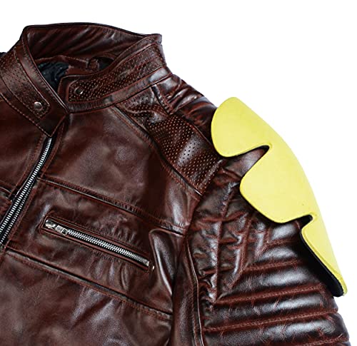 Image of Men Premium Distressed Brown Padded Armored Cowhide Leather Coat | Vintage Cafe Racer Protective Moto Jacket